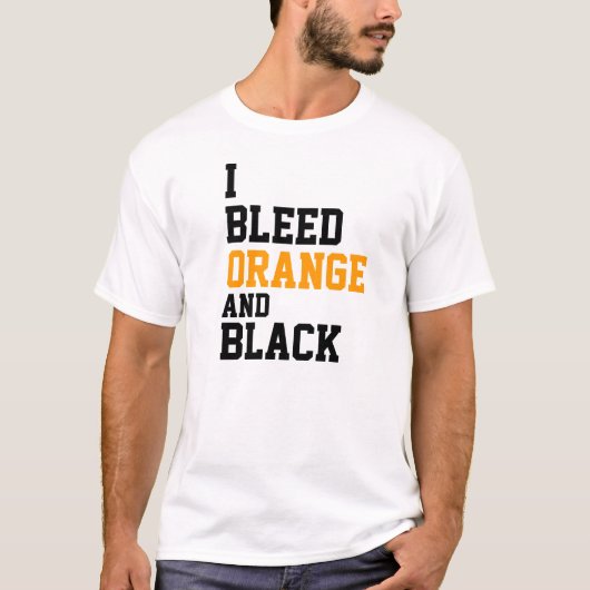 Ich blute Orange und Schwarzes T-Shirt (Vorderseite)