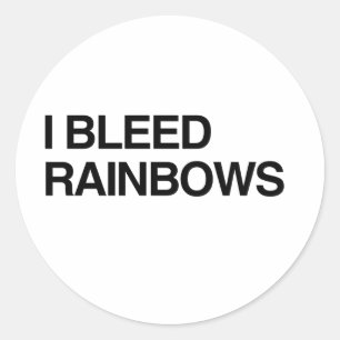 Ich blute Regenbogen.png Runder Aufkleber
