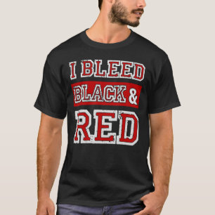 Ich blutete Black & Red Sports Team Fan T-Shirt