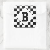 Ich blutete Racing Karo Schwarz-weiß Checked Custo Quadratischer Aufkleber (Tasche)