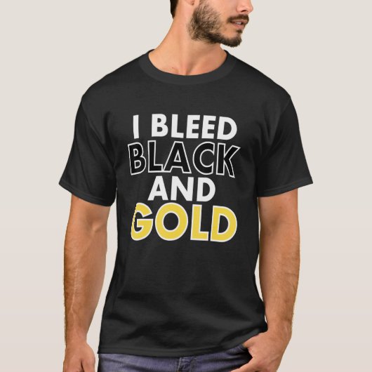 Ich blutete Schwarz-Gold-Sportteam High School Col T-Shirt (Vorderseite)