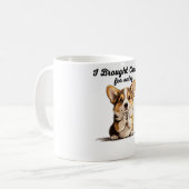 "Ich brachte Kekse mit" bettelnder Corgi Pen & Ink Kaffeetasse (Vorderseite Links)