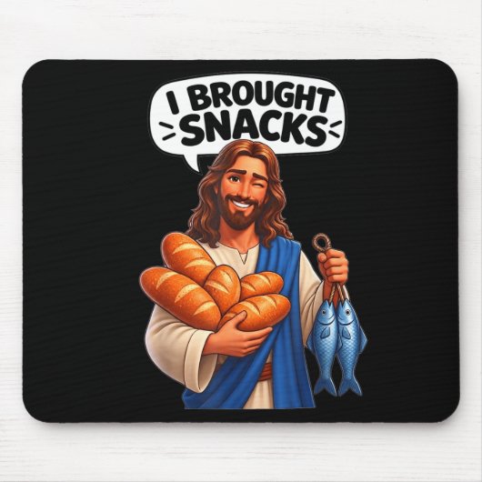 Ich brachte Snacks lustiger Jesus Meme Mousepad (Vorne)