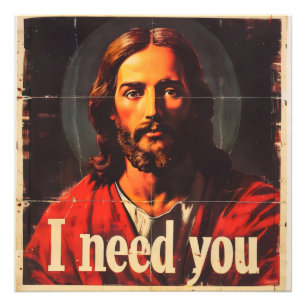 Ich brauche dich Christus Vintage Fotodruck