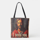 Ich brauche dich Vintag Christus Tasche (Rückseite)