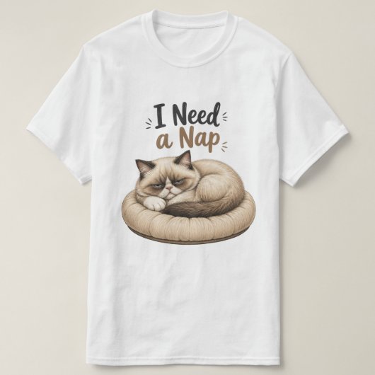 Ich brauche ein Nickerchen – Grumpy Cat Sammlung T-Shirt (Design vorne)
