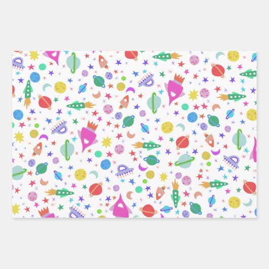 Ich brauche ein Raumflugplanmuster Niedlich Geschenkpapier Set (Vorderseite)
