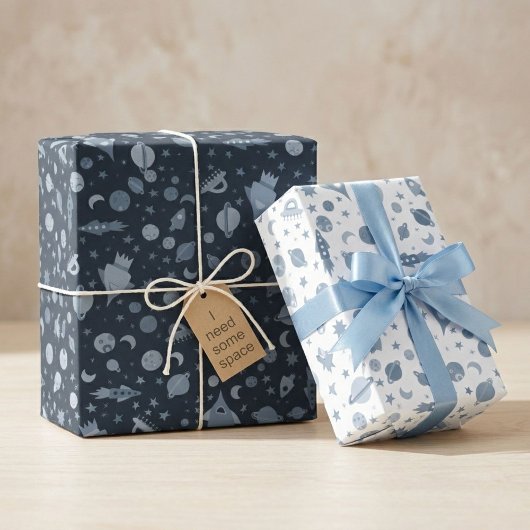 Ich brauche ein Raumflugplanmuster Niedlich Geschenkpapier Set