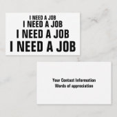 ICH BRAUCHE EINE ARBEIT VISITENKARTE (Vorne/Hinten)
