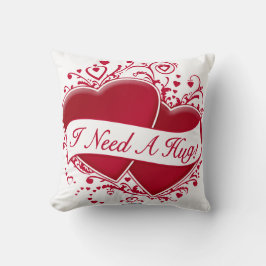 Ich brauche eine Umarmung! Rote Herzen Kissen