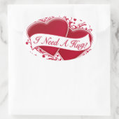 Ich brauche eine Umarmung! Rote Herzen Ovaler Aufkleber (Tasche)