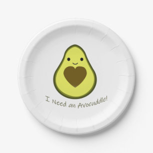 Ich brauche einen Avocuddle Niedlich Kawaii Avocad Pappteller