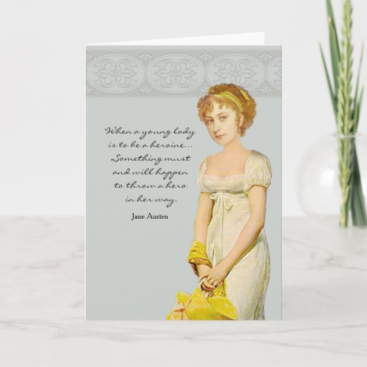 Ich brauche einen Helden! Jane Austen Note Card Karte (Vorderseite)