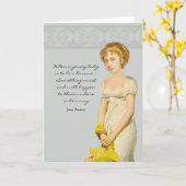 Ich brauche einen Helden! Jane Austen Note Card Karte (Gelbe Blume)