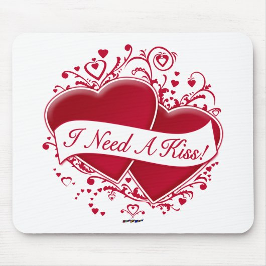 Ich brauche einen Kuss! Rote Herzen Mousepad (Vorne)