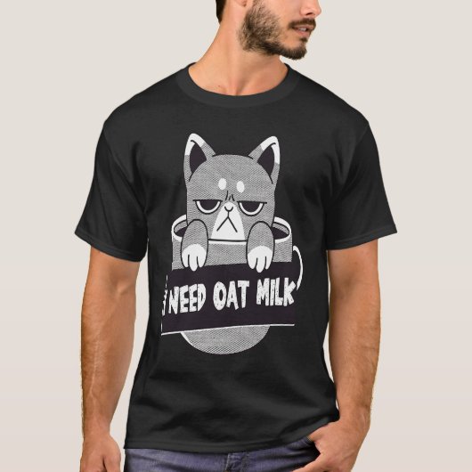 Ich brauche Hafermilch Katze T-Shirt (Vorderseite)