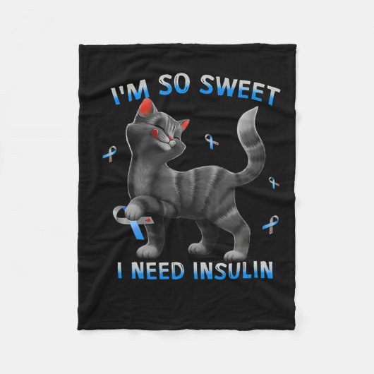 Ich brauche Insulin Fun Cat Diabetes Awarene Fleecedecke (Vorderseite)