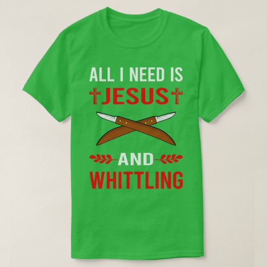 Ich brauche Jesus und weiß. T-Shirt (Design vorne)