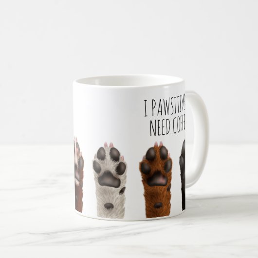 Ich brauche Kaffee-Hund Kaffeetasse (VorderseiteRechts)