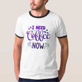 Ich brauche Kaffee jetzt Herren-Ringer-T - Shirt -