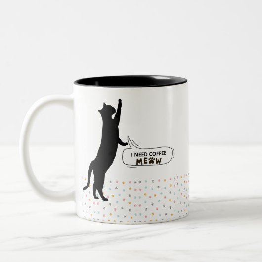 Ich brauche Kaffee MEOW Zweifarbige Tasse (Links)