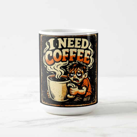 Ich brauche Kaffee – Morgen-Überlebenshumor Kaffeetasse (Mittel)