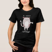 Ich brauche Kaffee | Niedlich Lazy Cat Tri-Blend Shirt (Vorderseite)