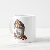 Ich brauche Kaffee - Welpe in einer Tasse (Vorderseite Links)