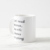Ich brauche kein Internet, meine Ehefrau weiß alle Kaffeetasse (Vorderseite Links)