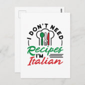 Ich brauche keine Rezepte, ich bin Italiener Postkarte (Vorne/Hinten)