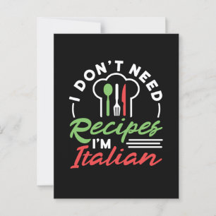 Ich brauche keine Rezepte, ich bin italienischer F Postkarte