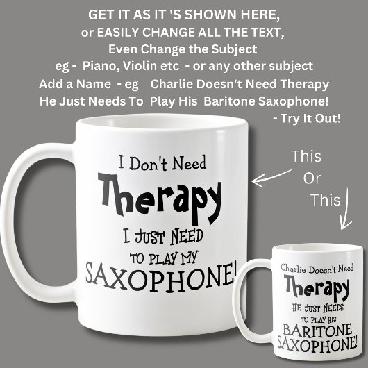 Ich brauche keine Therapie nur um SAXOPHONE spiele Kaffeetasse