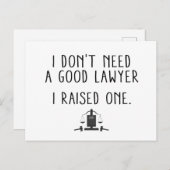 Ich brauche keinen guten Anwalt, den ich angehoben Postkarte (Vorne/Hinten)