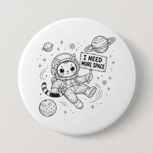 Ich brauche mehr Platz Lustige Katzen-Astronautin Button
