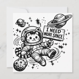 Ich brauche mehr Platz Lustige Katzen-Astronautin Einladung