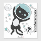 Ich brauche mehr schwarze Katze im Raum Aufkleber (Blatt)