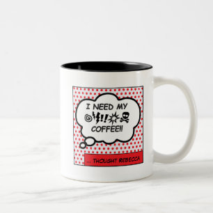 Ich brauche meinen Kaffee Zweifarbige Tasse