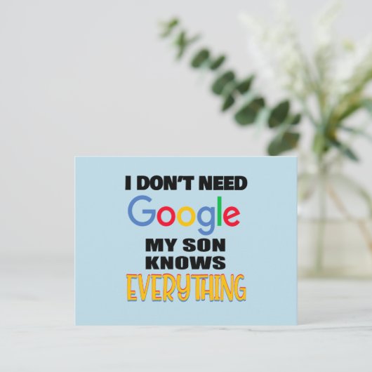 Ich brauche meinen Sohn nicht zu googeln, weiß all Postkarte (Stehend Vorderseite)