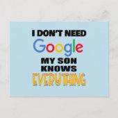 Ich brauche meinen Sohn nicht zu googeln, weiß all Postkarte (Vorderseite)