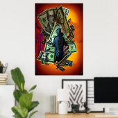 Ich brauche nur Geld | AI Art Poster (Heimbüro)