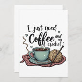 Ich brauche nur Kaffee und Crochet Einladung (Vorne/Hinten)