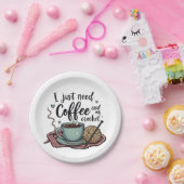 Ich brauche nur Kaffee und Crochet Pappteller (Party)