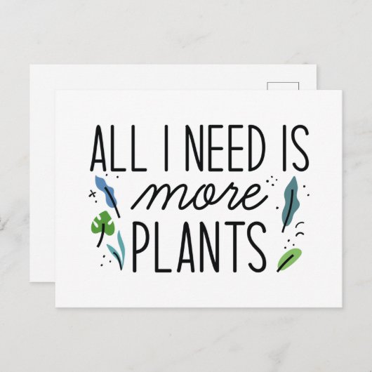 Ich brauche nur mehr Pflanze Postkarte (Vorne/Hinten)