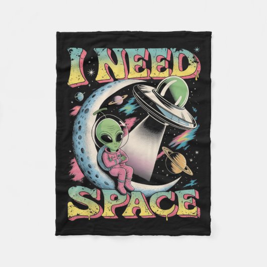 Ich brauche Raumastronomie-Alien Retro Fleecedecke (Vorderseite)