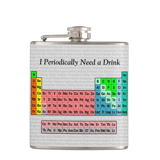 Ich brauche regelmäßig einen Drink; Periodische Ta Flachmann (Vorderseite)