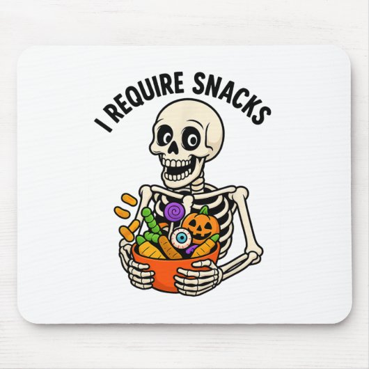 Ich brauche Snacks Funny Skeleton Halloween Meme Mousepad (Vorne)