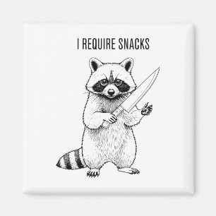 Ich brauche Snacks Raccoon Funny Halloween Retro A Magnet