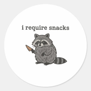 Ich brauche Snacks Raccoon Shirt Männer Frauen Fun Runder Aufkleber