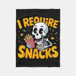 Ich brauche Snacks Spaß Halloween Skeleton Meme Fa Fleecedecke