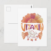 Ich brauche Vitamin-Meer: Handgezeichnete Sonnenun Postkarte (Vorne/Hinten)